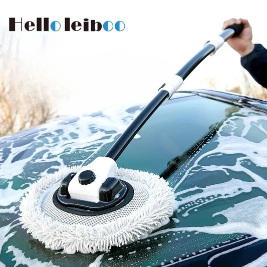 LEIBOO Car Wash Brush Car Cleaning Brush Telescoping Long Handle Mop Soft Hair Chenille Broom Window Wash Auto Accessories