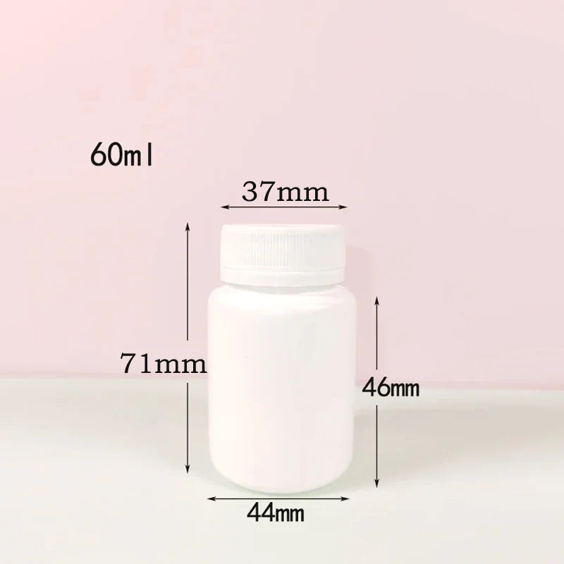 10PCS 15ml/20ml/30ml/60ml/100ml Plastic HDPE White Empty Seal Bottles Pill Vials Tablet Capsule Solid Powder Portable Containers