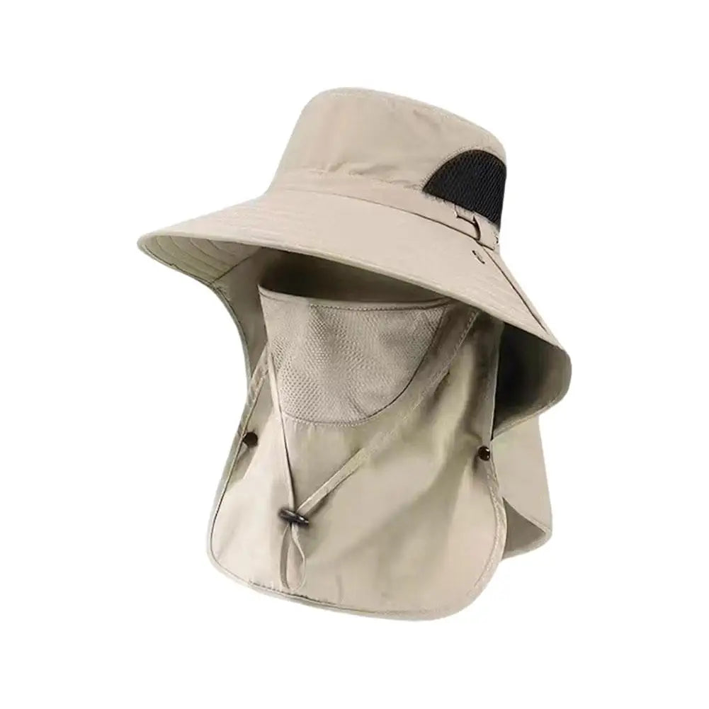 Outdoor UPF Sun Hat For Mens Sun Protection Sunshade Cap With Detachable Eaves Cap Wide Brim Fishing Hat With Face Neck Flap