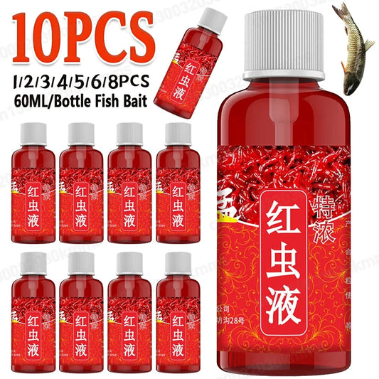 60ML Liquid Blood Worm Scent Fish Attractant Concentrated Red Worm Liquid Fish Bait Additive Perch Catfish Fishing Accessories