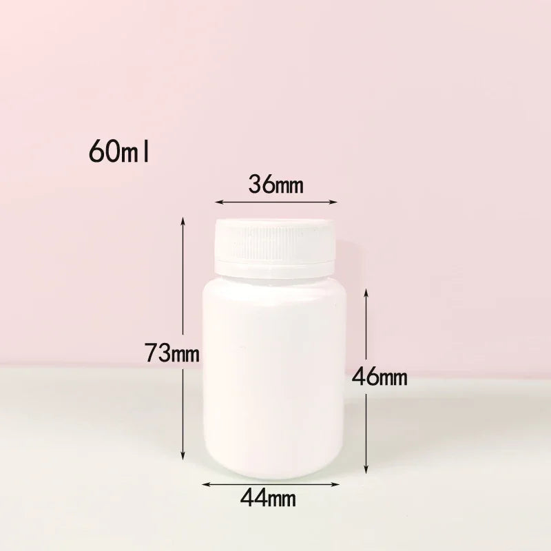 10PCS 15ml/20ml/30ml/60ml/100ml Plastic HDPE White Empty Seal Bottles Pill Vials Tablet Capsule Solid Powder Portable Containers