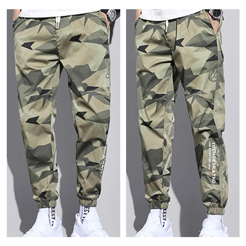 Multi-Pocket Camouflage Men Trousers Joggers Cargo Pants Men Summer Harem Pants Quick Drying Drawstring Loose Casual Sweatpants