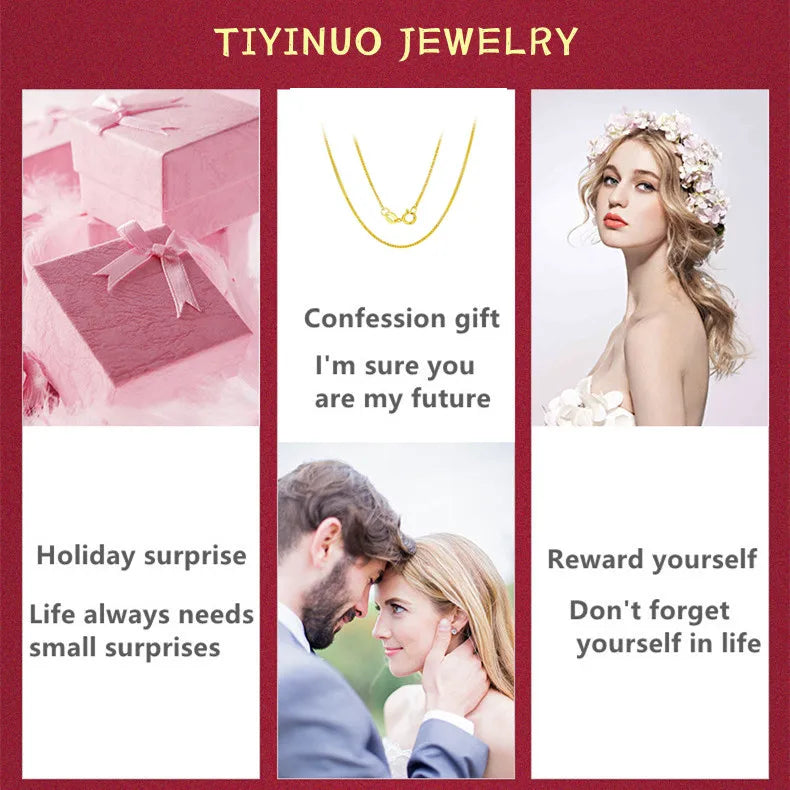 TIYINUO Real 18K Gold Women's Necklace AU750 With Pendant Rope Chain Festival Great Gift New Fashion Simple Style Fine Jewelry