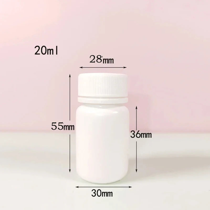 10PCS 15ml/20ml/30ml/60ml/100ml Plastic HDPE White Empty Seal Bottles Pill Vials Tablet Capsule Solid Powder Portable Containers