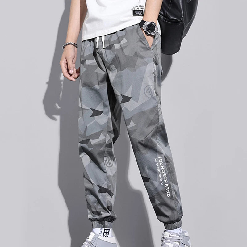 Multi-Pocket Camouflage Men Trousers Joggers Cargo Pants Men Summer Harem Pants Quick Drying Drawstring Loose Casual Sweatpants