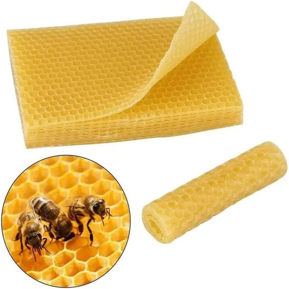 10pcs Honey Candles Maker Beeswax Sheets DIY Beekeeping Tools Beehive Nest Wax Honeycomb Beekeeping Foundation Sheets Bees