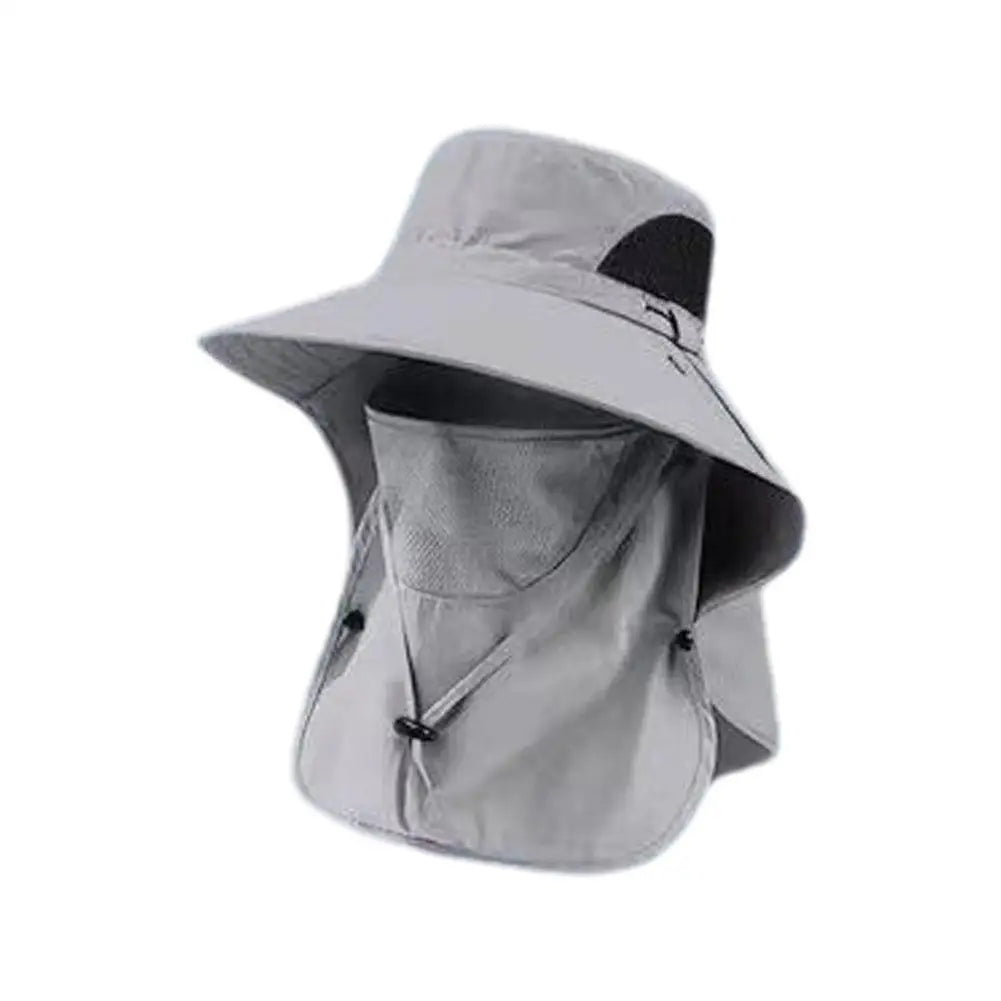 Outdoor UPF Sun Hat For Mens Sun Protection Sunshade Cap With Detachable Eaves Cap Wide Brim Fishing Hat With Face Neck Flap