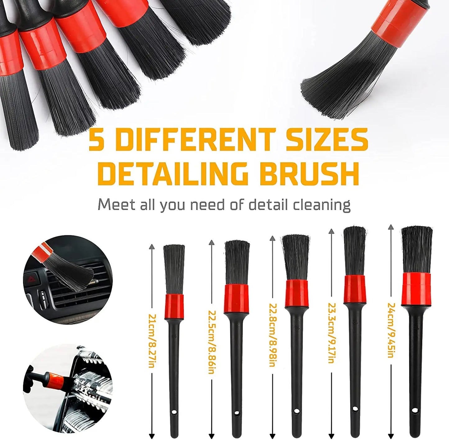 17 Pcs Car Detailing Cleaning Brushes Kit Car Interior Washing Tool Set with Drill Brushes Wire Brushes Air Vent Brushes