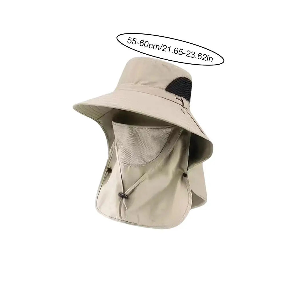 Outdoor UPF Sun Hat For Mens Sun Protection Sunshade Cap With Detachable Eaves Cap Wide Brim Fishing Hat With Face Neck Flap