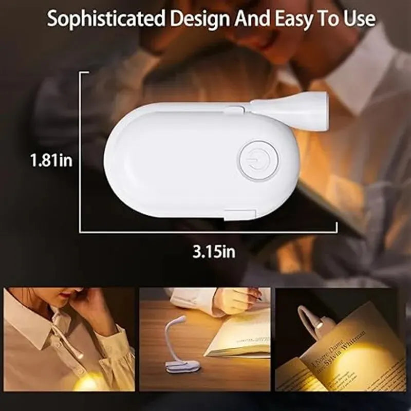 Mini LED Book Night Light Adjustable Clip 360° Flip Study Eye Protection Lamp Rechargeable 3 Color For Travel Bedroom Reading