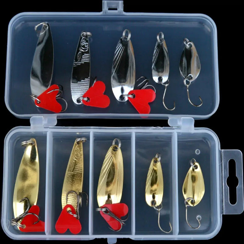 Lure Bait Set 10Pcs Metal Spinner Lure Spoon Set Sequin Accessories Fake Bait Bionic Hard Bait Fishing Tackle Set