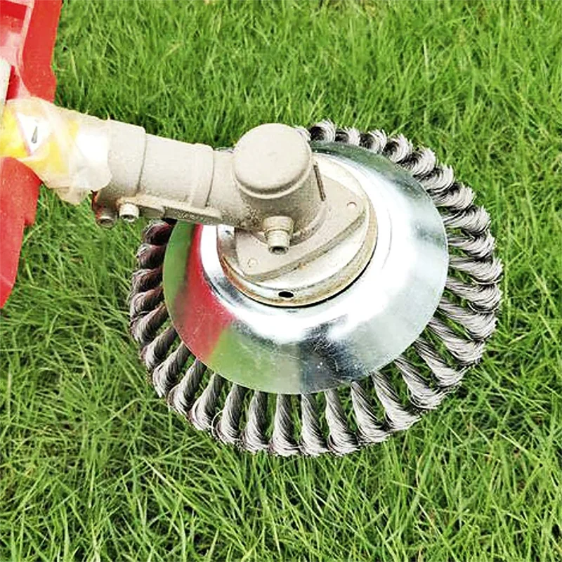 6/8inch Wire Brush Trimmer Head Steel Universal Grass Trimmer Blade Head with Lawnmower Blade Adapter Garden Tool