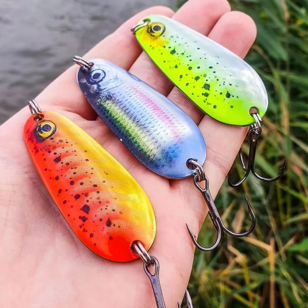 8.5cm11g Spoon Fishing Lures Trolling Hard Bait Freshwater Saltwater Metal Jig Sinking Spinner Spoons For Pike Perch Bass Salmon