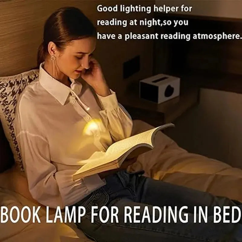 Mini LED Book Night Light Adjustable Clip 360° Flip Study Eye Protection Lamp Rechargeable 3 Color For Travel Bedroom Reading