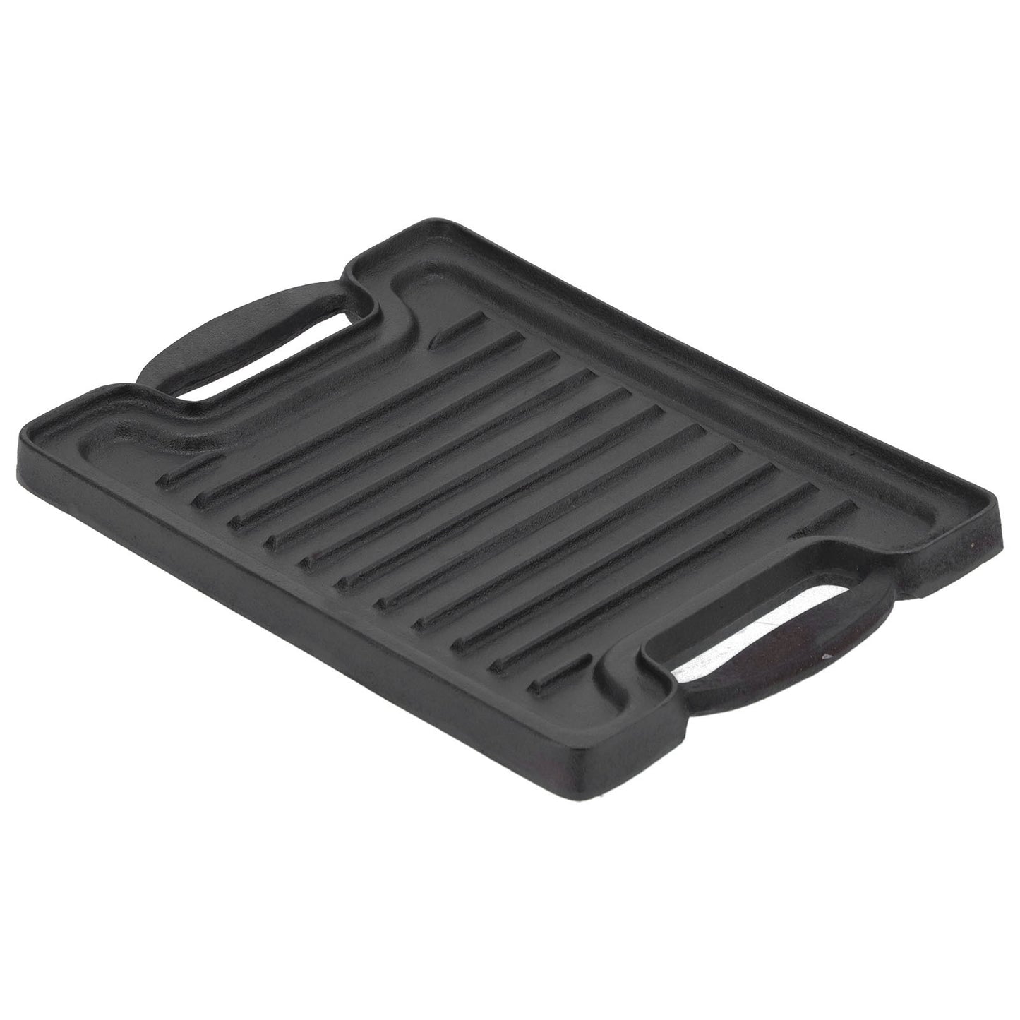 Cast Iron DoubleSided Grill Steak Griddle Plate with Rectangular Grill Press Barbecue Tool