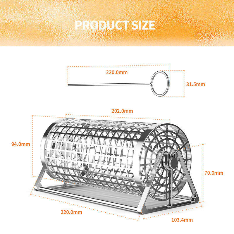 Basket Outdoor Smoking Cage Portable Barbecue Net Rolling BBQ Grill