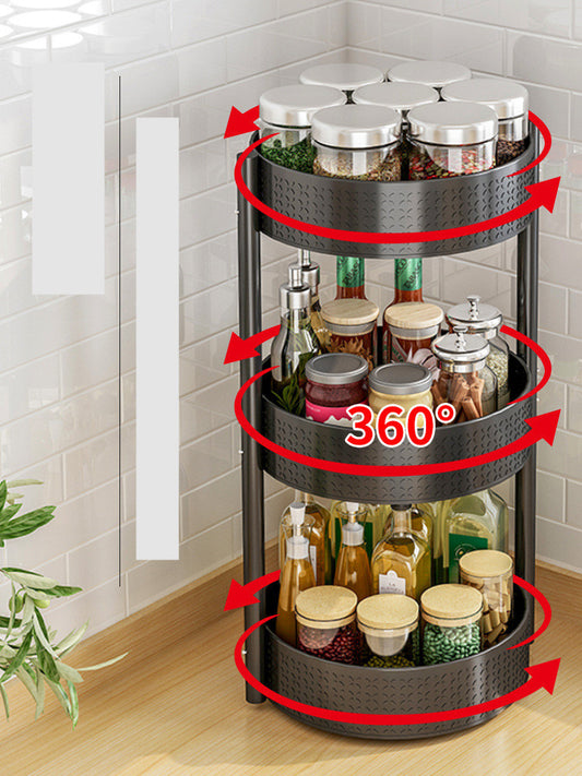 Multi Layer Rotating Spice Storage Rack For Kitchen Countertops