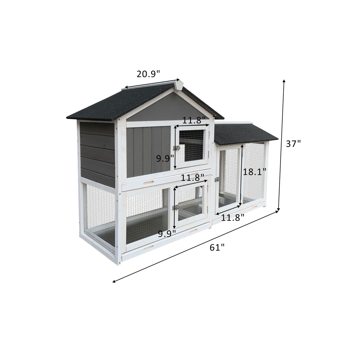 Detachable Pallet Ramp Wooden Outdoor Rabbit Hutch With Walking Cage