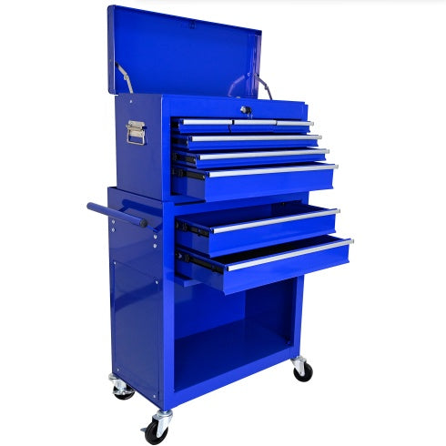 High Capacity Rolling Tool Chest With Wheels And Drawers, 8-Drawer Tool Storage Cabinet--BLUE