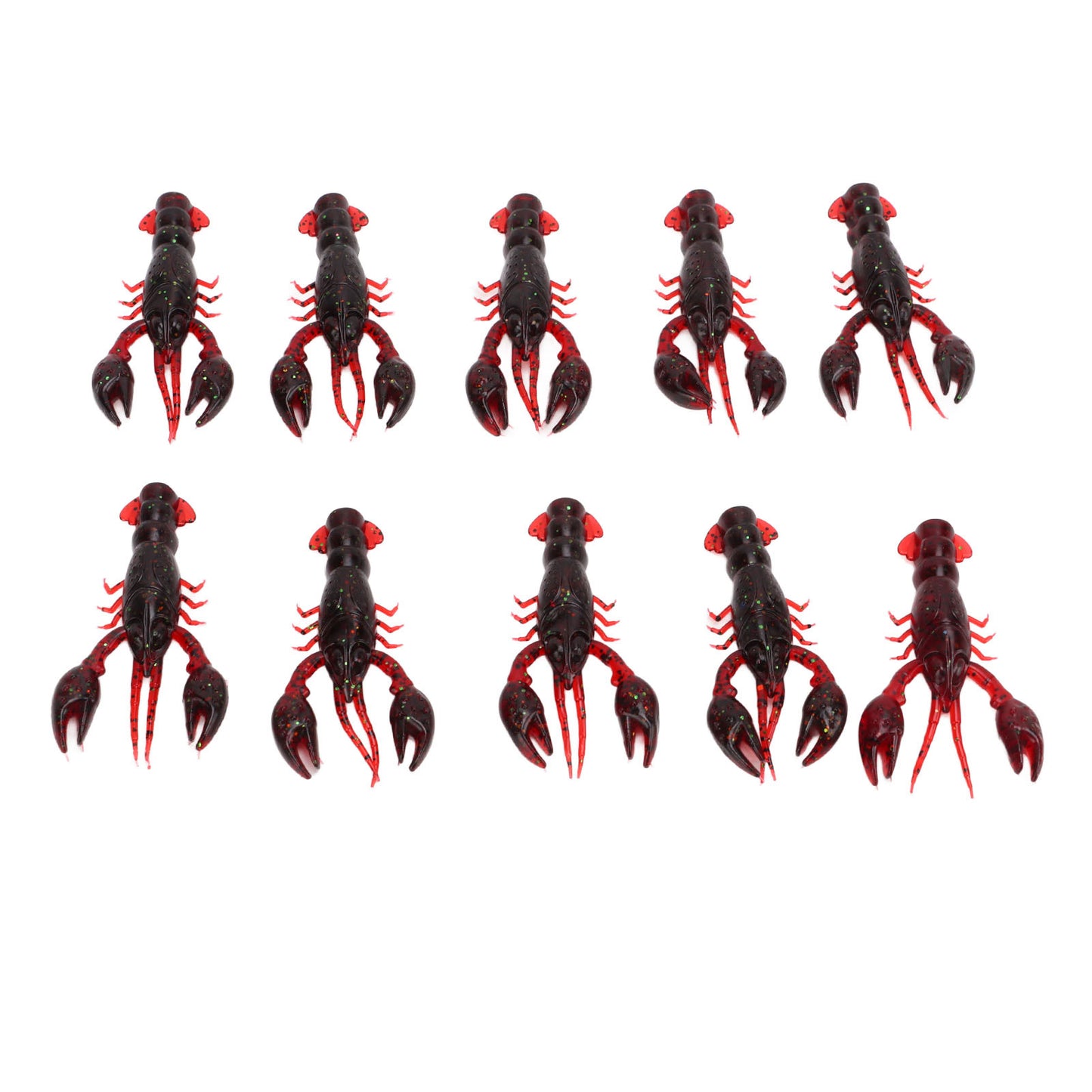 10pcs Soft Fishing Lure Crawdad Bait PVC Shrimp Artificial Soft Lure Baits for Bass FishingDark Red A Pack of Ten