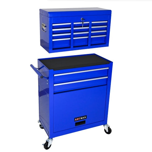 High Capacity Rolling Tool Chest With Wheels And Drawers, 8-Drawer Tool Storage Cabinet--BLUE