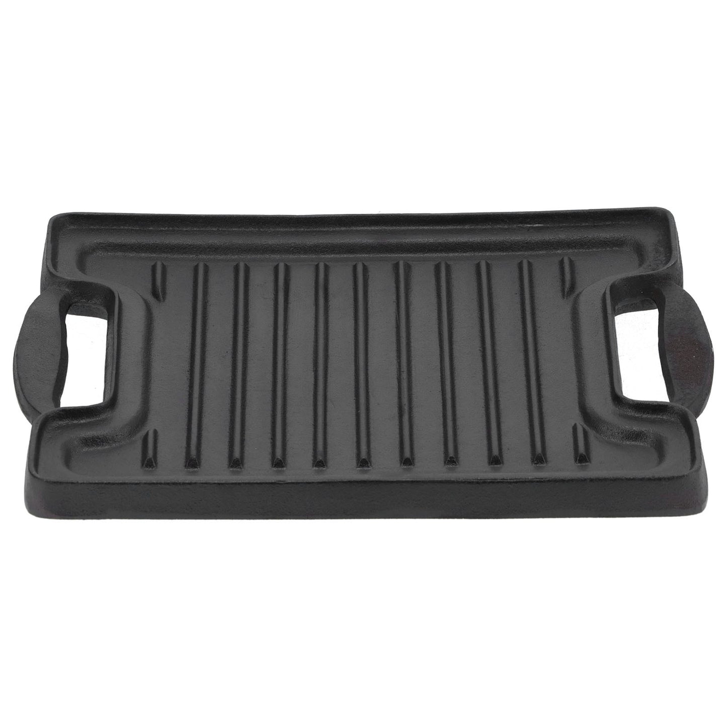 Cast Iron DoubleSided Grill Steak Griddle Plate with Rectangular Grill Press Barbecue Tool