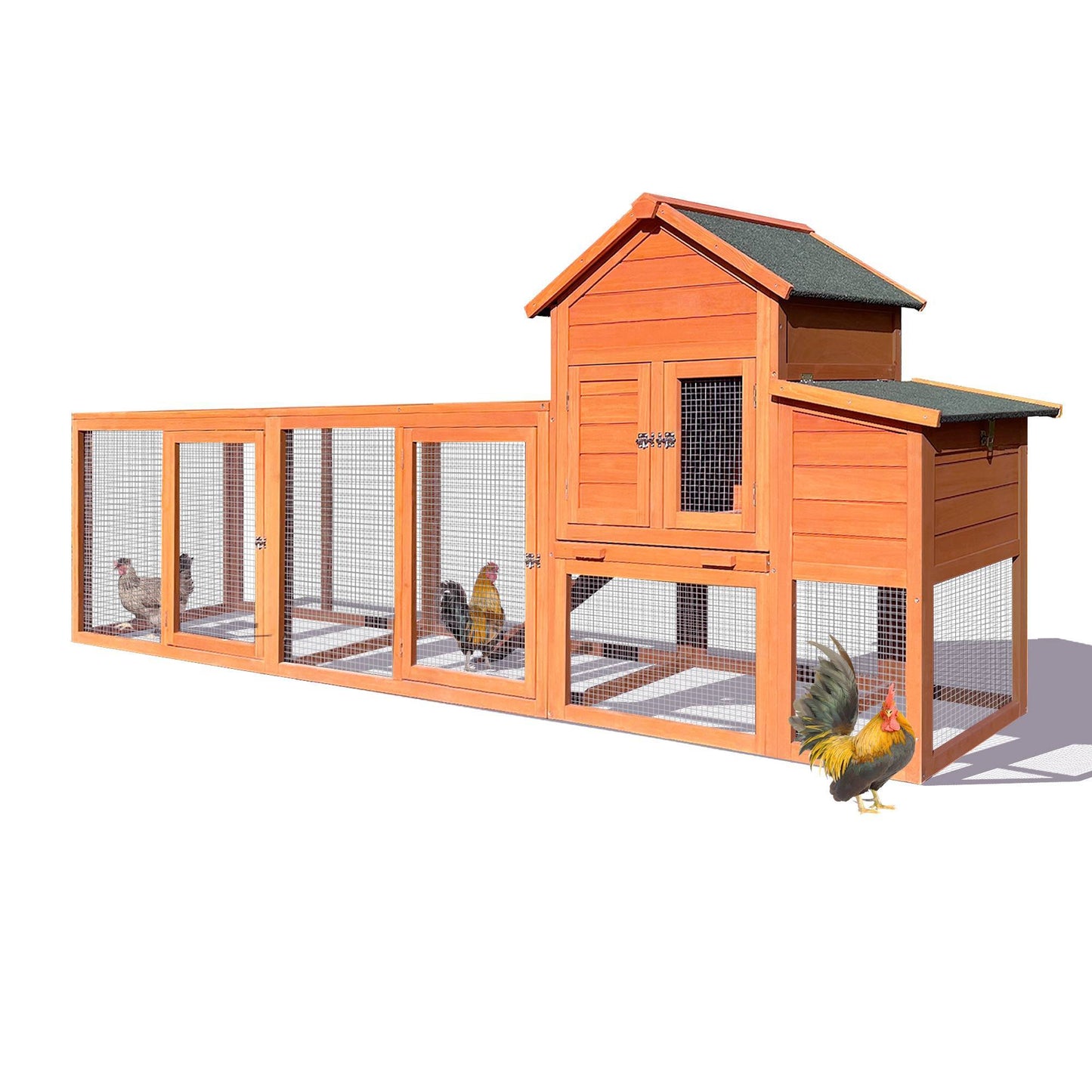 Wooden Chicken Coop Outdoor Hen House With Nest Box Wire Fence Poultry Cage