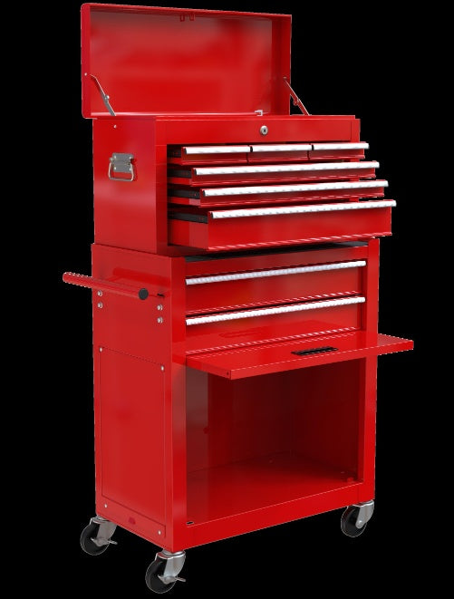 High Capacity Rolling Tool Box With Wheels And Drawers, 8 Drawer Tool Storage Cabinet