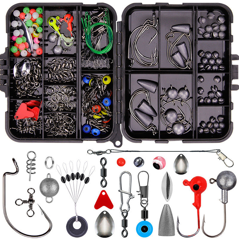 Weihe 257 Pieces Lure Fishhook Accessories Suit Texas Fishing Sea Fishing Rock Fishing Set Box