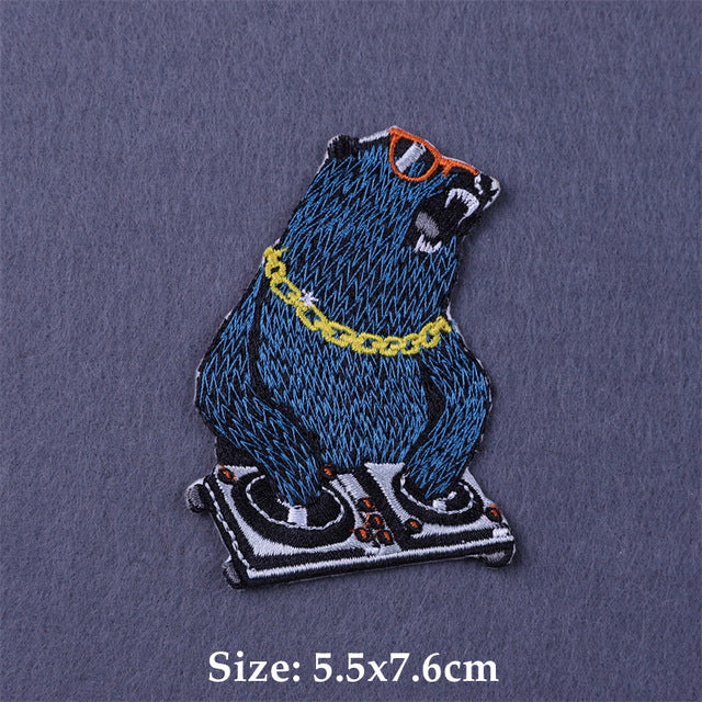 Cartoon Animal Embroidered Patches For Clothing Bear Riding