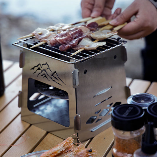 Outdoor Square Card Firewood Stove Mini Stainless Steel