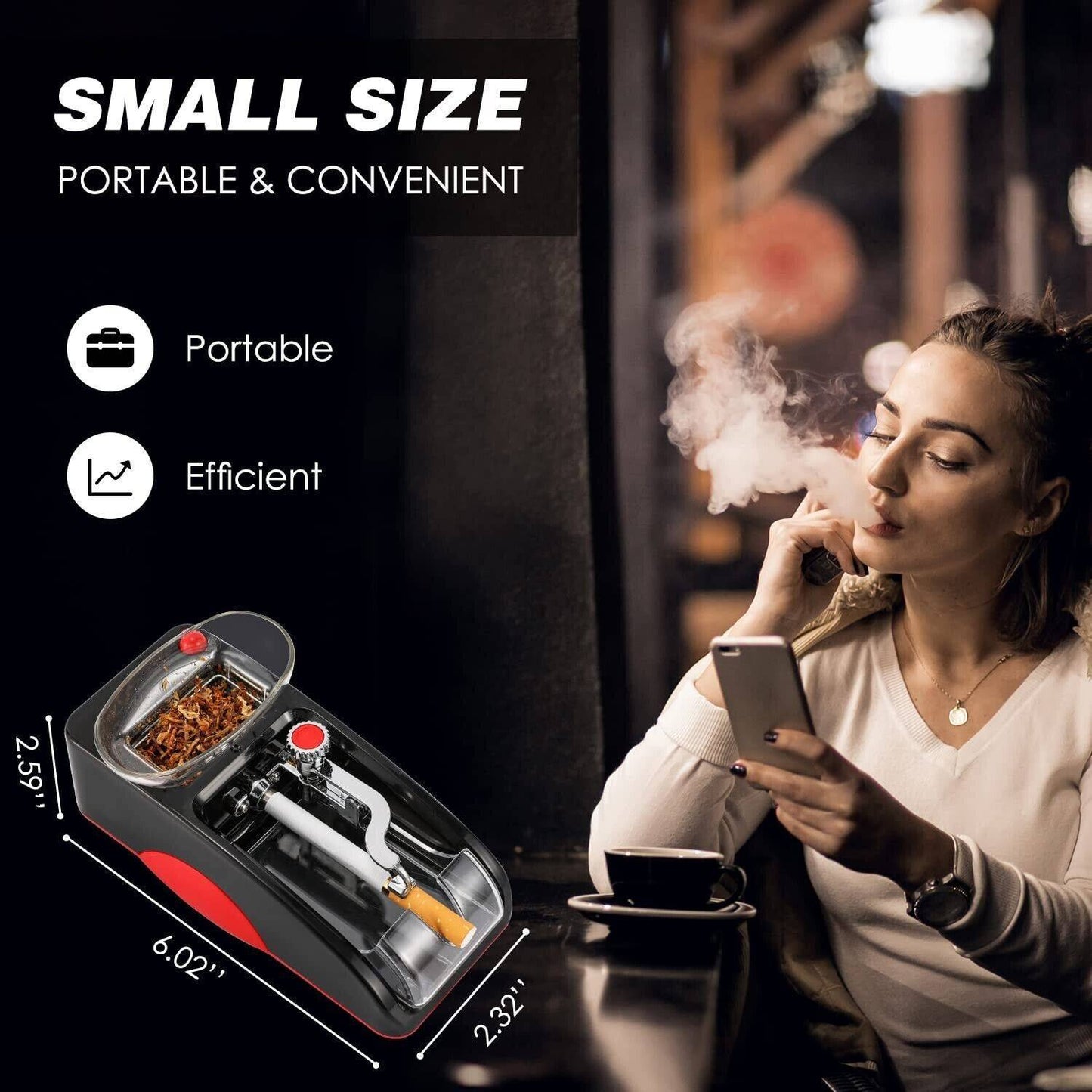 Cigarette Automatic Machine Tobacco Rolling Maker Roller Electric Injector Tube