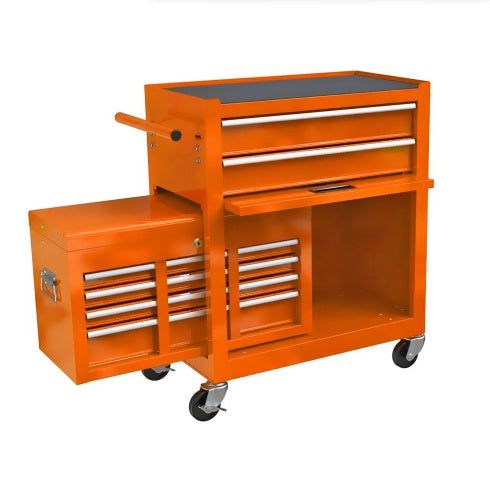 High Capacity Rolling Tool Chest With Wheels And Drawers, 8-Drawer Tool Storage Cabinet--ORANGE