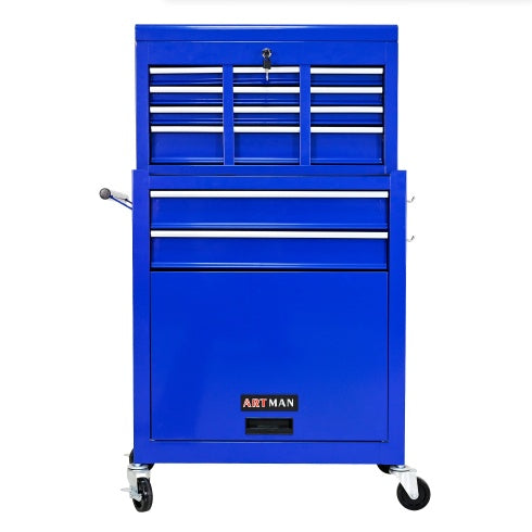 High Capacity Rolling Tool Chest With Wheels And Drawers, 8-Drawer Tool Storage Cabinet--BLUE