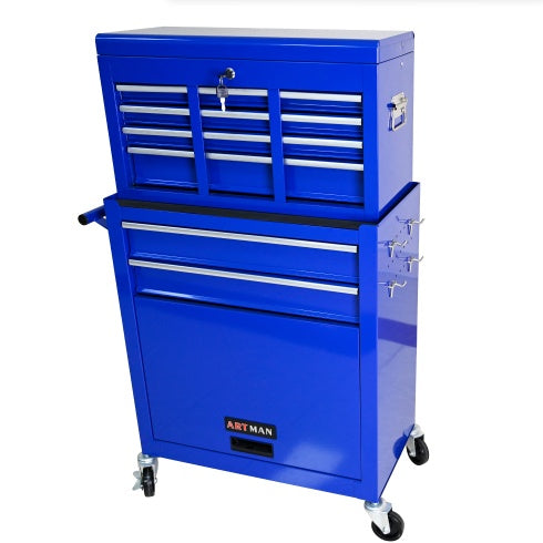 High Capacity Rolling Tool Chest With Wheels And Drawers, 8-Drawer Tool Storage Cabinet--BLUE