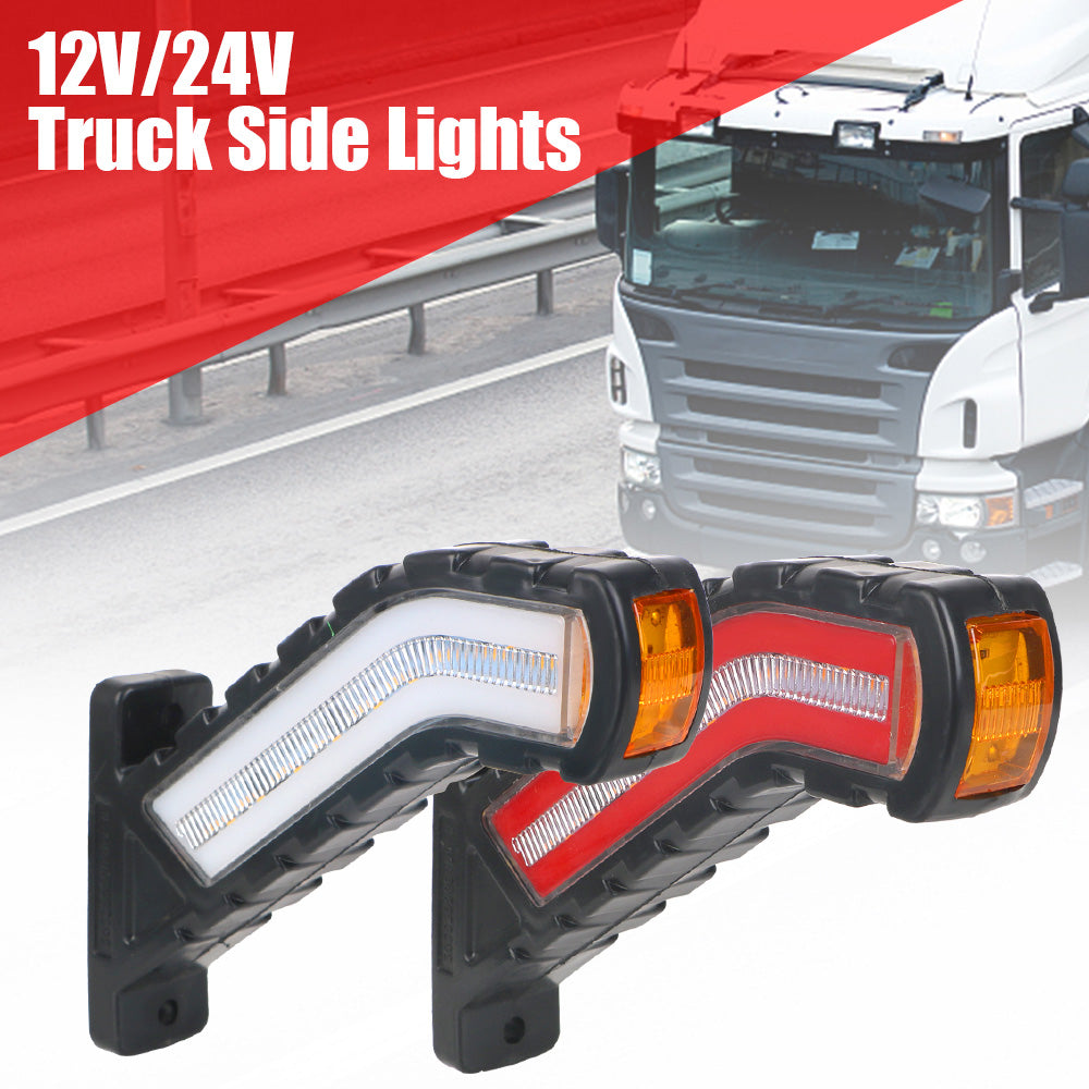 LED Side Marker Lights 12V 24V 2 Pcs Waterproof Flowing Water Effect Turn Signal Lamp Universal For Truck Trailer Lorry